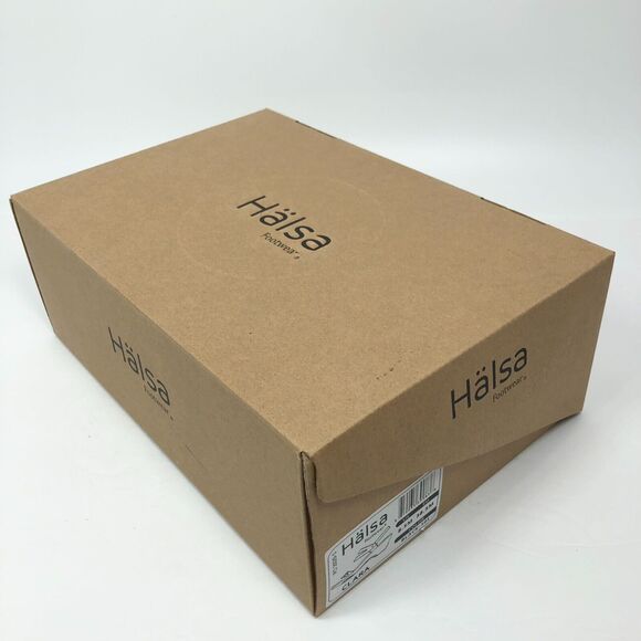 NEW OpBx Halsa Sandals 8.5 Clara Leather Mid Wedge Heels Shoes Ankle Strap Black - Picture 9 of 12